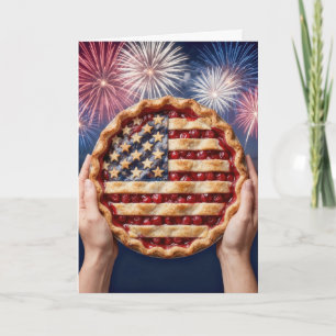 4 juli Amerikaanse vlagkorst op een kersenpastei Kaart
