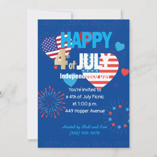 4 juli Amerikaanse VS Vuurwerk Patriottische Custo Kaart (Voorkant)