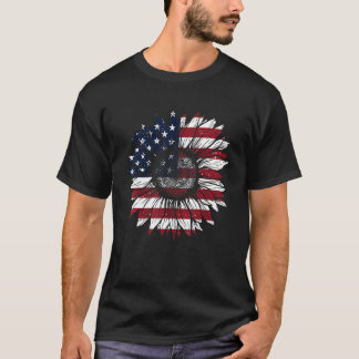 4 juli Amerikaanse zonnebloem Patriottische Amerik T-shirt