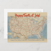 4 juli Antiek kaart van de Verenigde Staten (Voorkant / Achterkant)