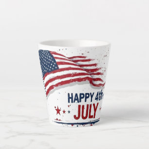 4 juli - Artistieke Amerikaanse vlag verfspatten Latte Mok