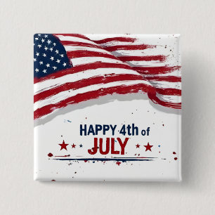 4 juli - Artistieke Amerikaanse vlag verfspatten Vierkante Button 5,1 Cm