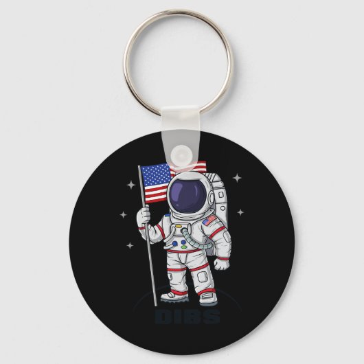 4 juli Astronaut VS Amerikaanse vlag Fun Patrio Sleutelhanger (Voorkant)
