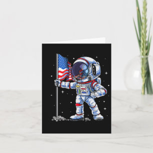 4 juli Astronaut VS Amerikaanse vlag Funny Patr Kaart