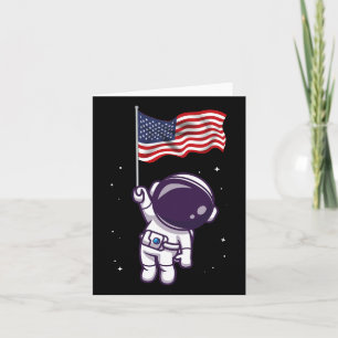 4 juli Astronaut VS Amerikaanse vlag Funny Patr Kaart