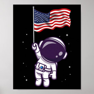 4 juli Astronaut VS Amerikaanse vlag Funny Patr Poster