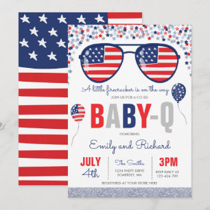 4 juli Baby shower Baby-Q Baby shower juli BBQ Kaart