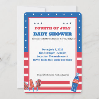 4 juli baby shower uitnodiging