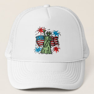 4 juli Baseball Hat: Lady Liberty Trucker Pet