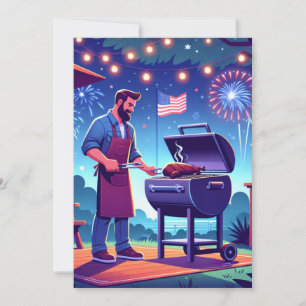 4 juli BBQ Aangepast Feestje Kaart