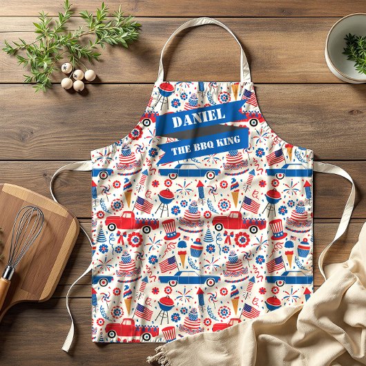 4 juli BBQ Americana All-Over Print Schort