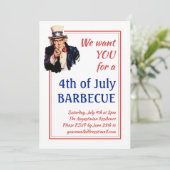 4 JULI BBQ BARBECUE Oom Sam Gepersonaliseerd Kaart (Staand voorkant)