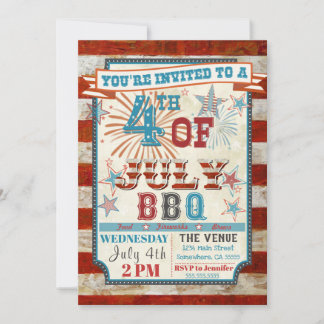 4 juli BBQ Cookout Invitations Kaart