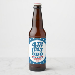 4 juli BBQ-feest Persoonlijke Blauwe Ster Bier Etiket