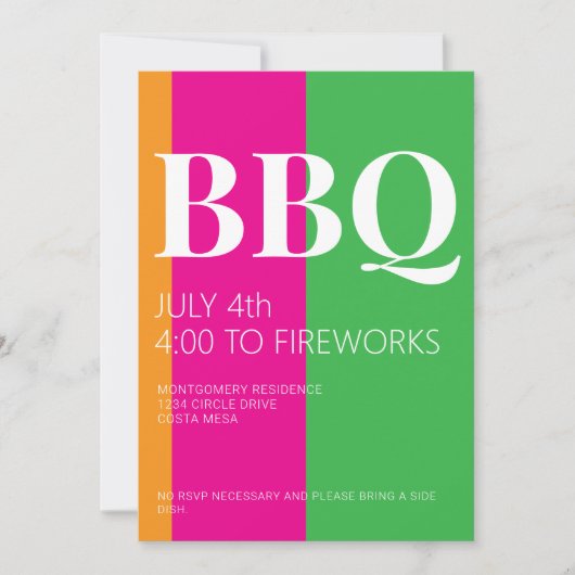 4 juli BBQ-feest uitnodiging (Voorkant)