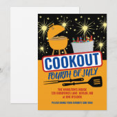 4 juli BBQ-feest uitnodigingen (Voorkant / Achterkant)