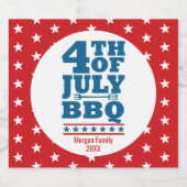 4 juli BBQ Party Personalized Red Star Bier Etiket (Enkel label)