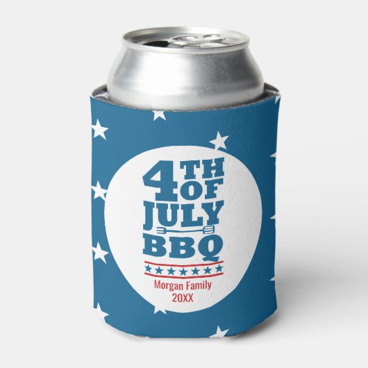 4 juli BBQ Party Red White Star Personalized Blikjeskoeler (Blikje Voorkant)