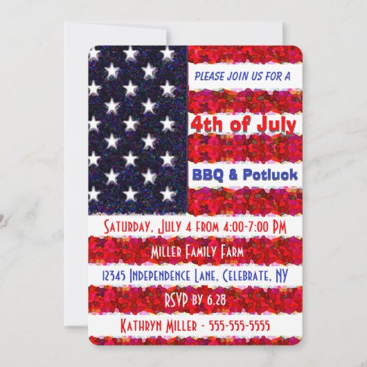 4 juli BBQ & Potluck Kaart (Voorkant)