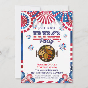4 juli BBQ uitnodiging, feest in de VS uitnodiging