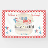 4 juli BBQ Waterverf Star Welkomstbanner Spandoek (Horizontaal)