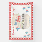 4 juli BBQ Waterverf Star Welkomstbanner Spandoek (Verticaal)