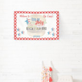 4 juli BBQ Waterverf Star Welkomstbanner Spandoek (Insitu)