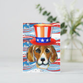 4 juli Beagle Briefkaart (Staand voorkant)