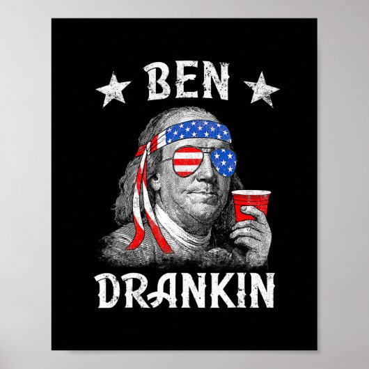 4 juli Ben Drankin Patriotic Funny Benjamin Poster (Voorkant)