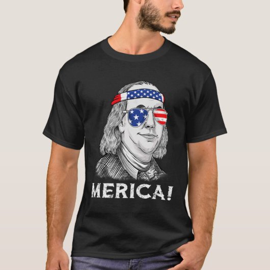 4 juli Ben Franklin Merica USA Boys Kind T-shirt (Voorkant)