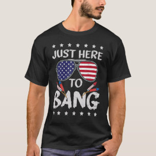 4 juli ben ik hier om de Amerikaanse vlag Sunglas T-shirt