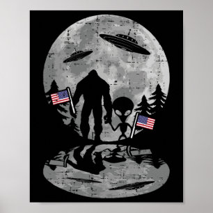 4 juli Bigfoot Alien UFO Funny Patriotic Vrouwen Poster
