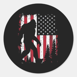 4 juli Bigfoot Sasquatch Amerikaanse vlag Patrio Ronde Sticker