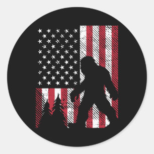 4 juli Bigfoot Sasquatch Amerikaanse Vlag Patriott Ronde Sticker