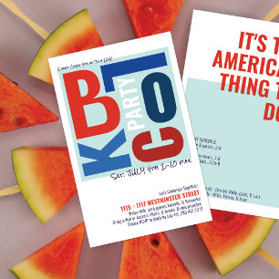 4 juli Block Fest Retro Type Buurtfeest Flyer