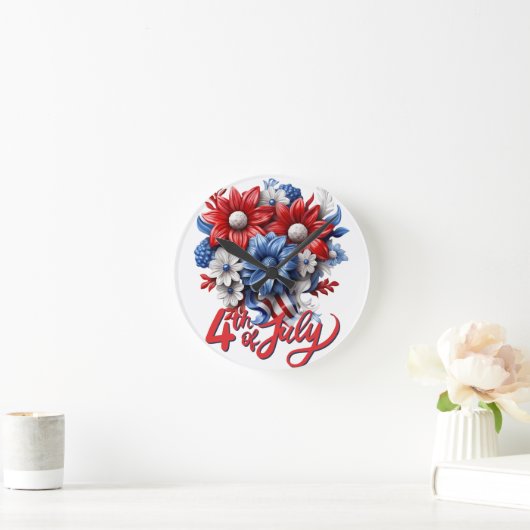 4 juli Bloemen in Rood Wit & Blauw Patriottisch Ronde Klok (Huis)
