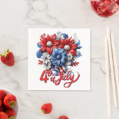 4 juli Bloemen in Rood Wit & Blauw Patriottisch Servet (Insitu)