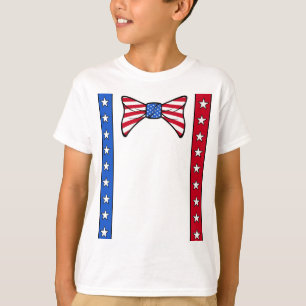 4 juli bretels en vlinderdas Amerikaanse vlag T-shirt