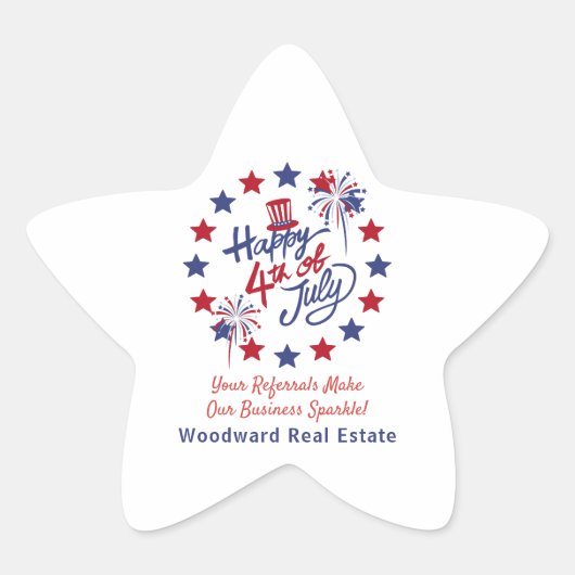 4 juli Business Sparkle Real Estate Verwijzingen Ster Sticker (Voorkant)