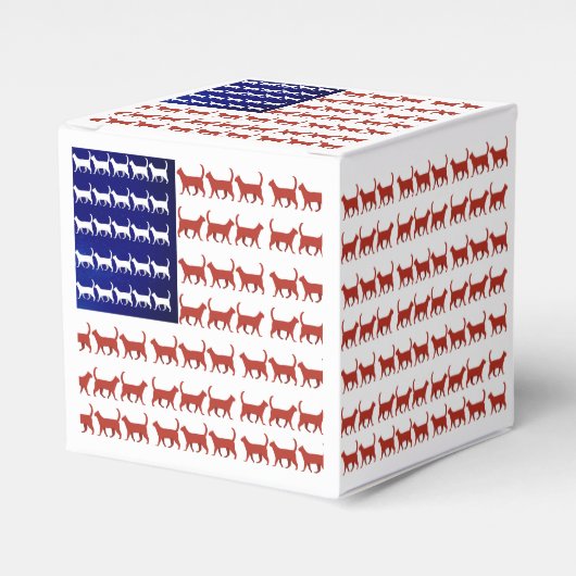 4 juli Cat Flag Red White en Blue Bedankdoosjes (Voorkant Zijde)