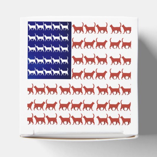 4 juli Cat Flag Red White en Blue Bedankdoosjes (Bovenkant)