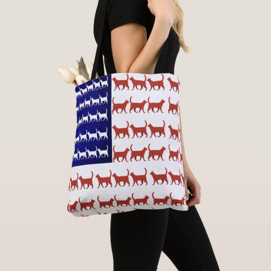 4 juli Cat Flag Red White en Blue Draagtas (Dichtbij)