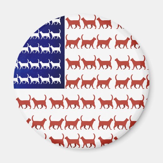 4 juli Cat Flag Red White en Blue Magneet (Voorkant)