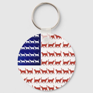 4 juli Cat Flag Red White en Blue Sleutelhanger