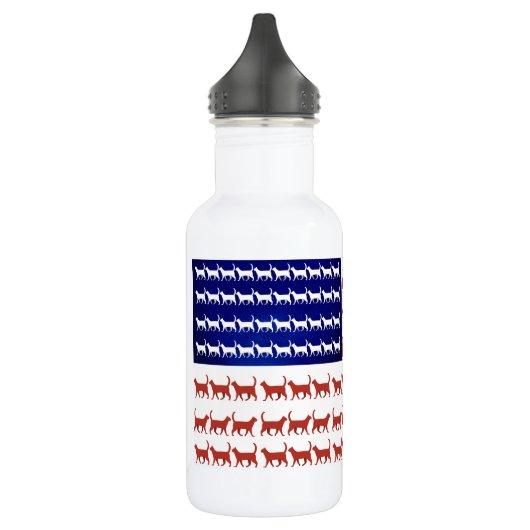 4 juli Cat Flag Red White en Blue Waterfles (Links)