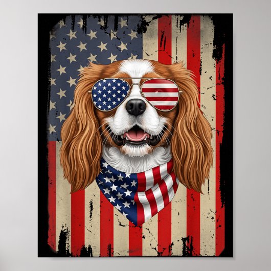 4 juli Cavalier King Charles Spaniel hond Poster (Voorkant)