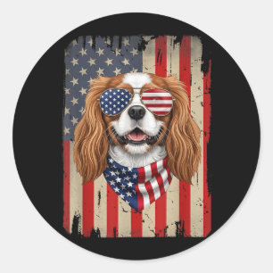 4 juli Cavalier King Charles Spaniel hond Ronde Sticker