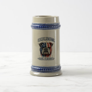 4 juli Chagrijnige Patriottische Bulldog Biermok Bierpul