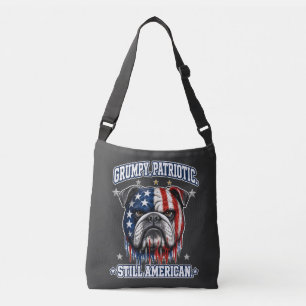4 juli Chagrijnige Patriottische Bulldog Crossbody Tas