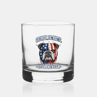 4 juli Chagrijnige Patriottische Bulldog Whiskeygl Whisky Glas